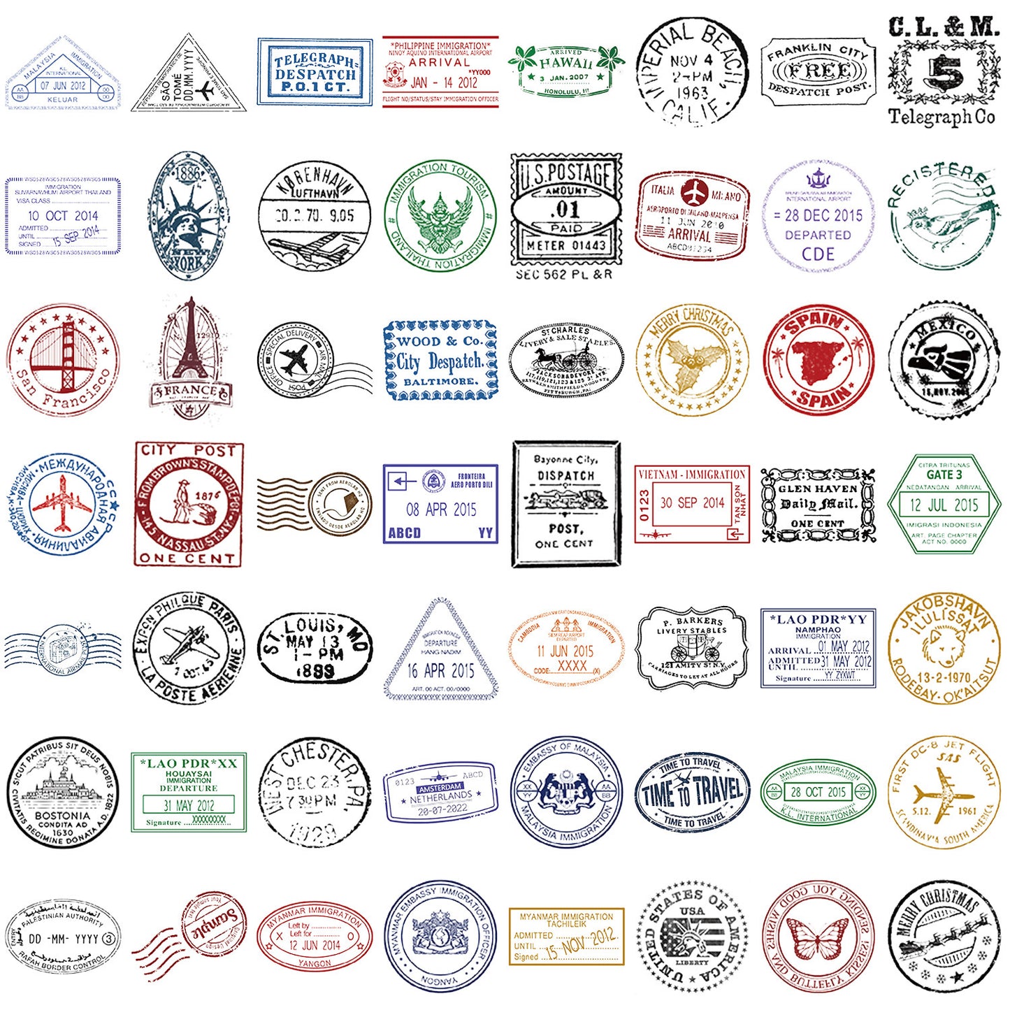 Wanderlust Travel Stamp Set