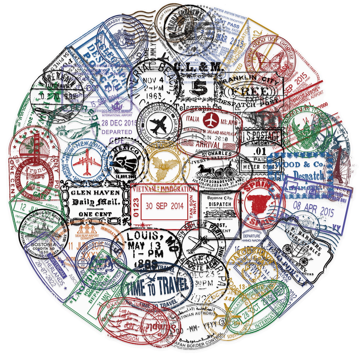 Wanderlust Travel Stamp Set