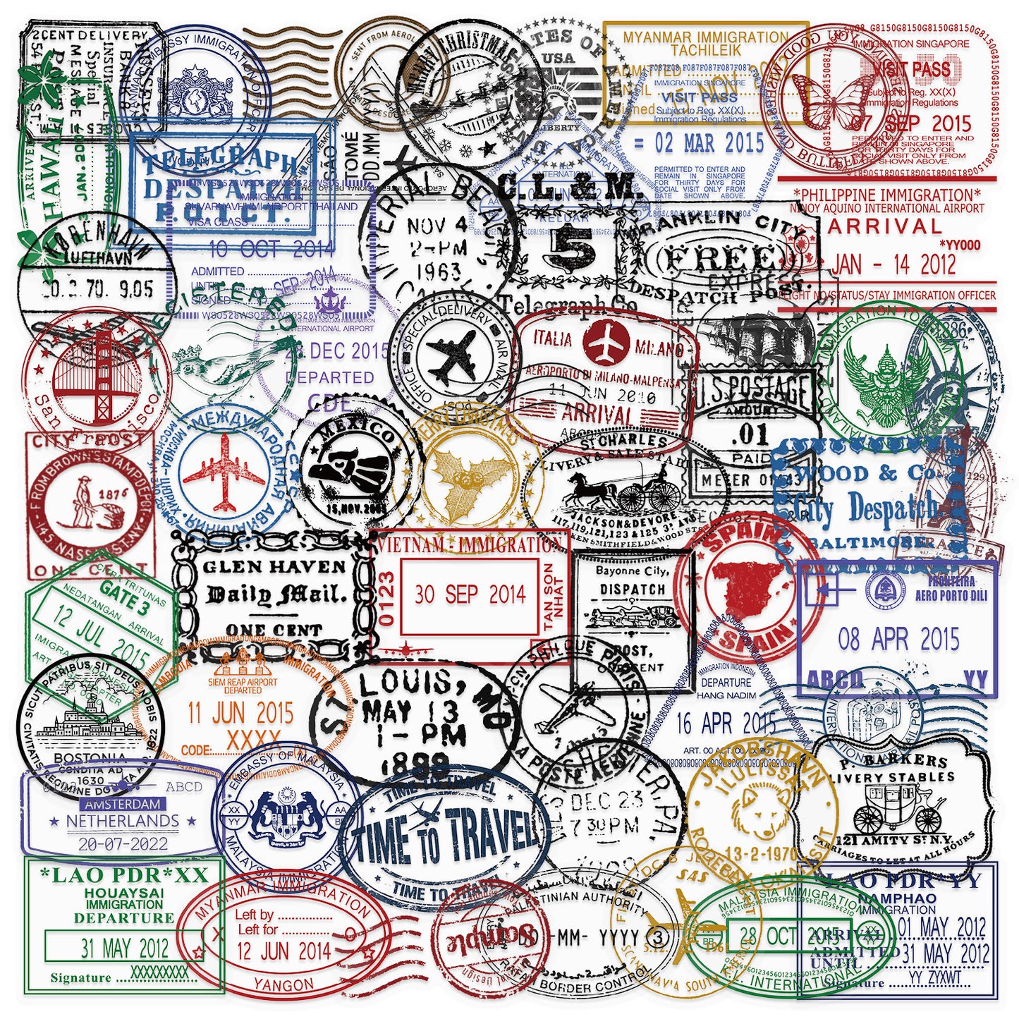 Wanderlust Travel Stamp Set