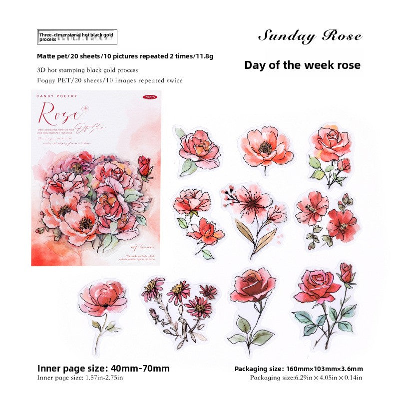 Watercolor Rose Sticker Set