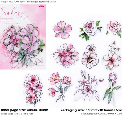 Watercolor Rose Sticker Set