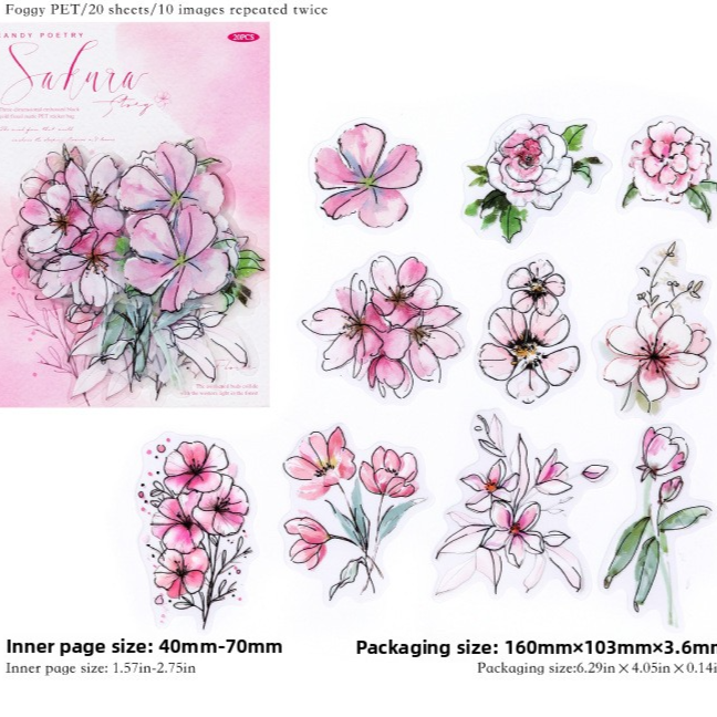 Watercolor Rose Sticker Set